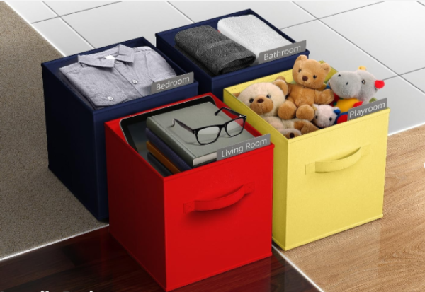 6PACK FABRIC STORAGE CUBE BINS FOLDABLE ORGANIZER BOXES FOR CLOSET AND HOME USE